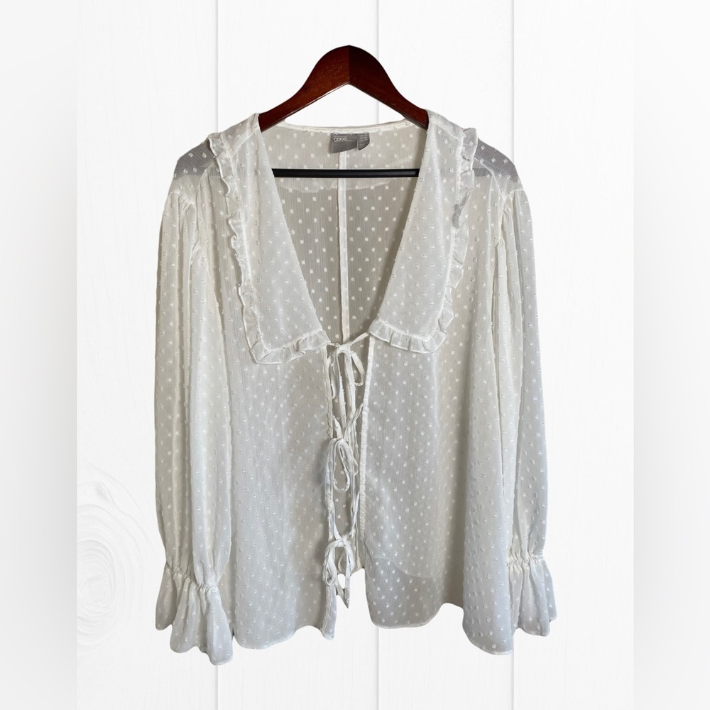 ASOS White Mesh Blouse - Long Sleeve